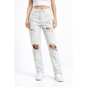 American Eagle Tomgirl Button Fly Destroyed‎ Sexy Jeans Women's size 4 Regular